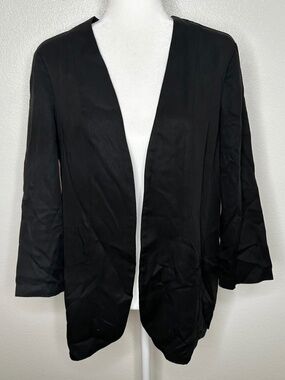 Harlowe & Graham Womens Black Open Front Blazer Jacket Size L EUC